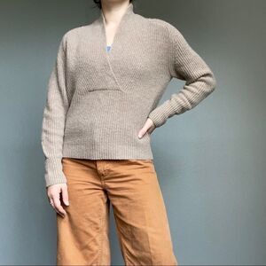 Crippen Tan Merino Wool And Cashmere Blend Soft Lightweight V Neck Sweater Sz S